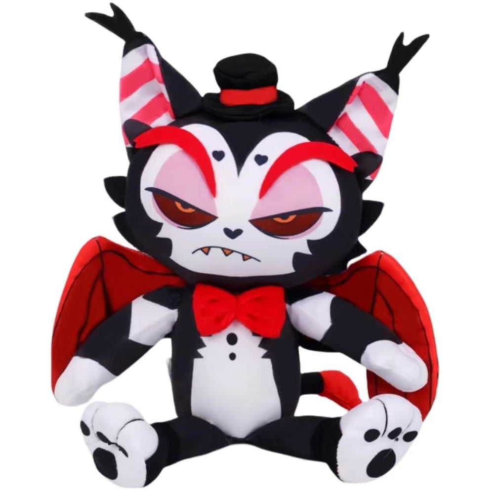 Nultse Hazbin Husk plush face view shows soft texture and collectible charm.