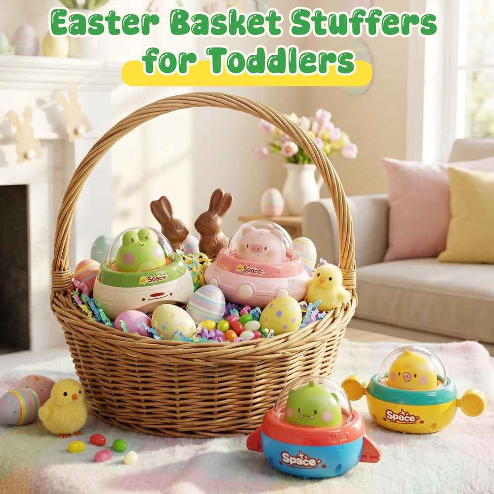 NUMBERFUN Easter push car side view highlights compact, travel-friendly design for travel play.