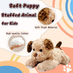 NuomiYue 12in brown-white dog plush, durable everyday hugs.