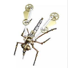 NUOSHANZS mosquito mechanical model front view showing intricate brass gears for a striking desk sculpture