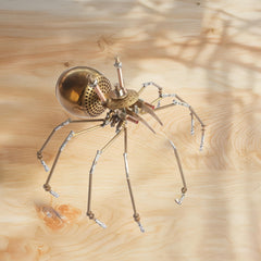 NUOSHANZS Steampunk Golden Spider side profile, elegant industrial design