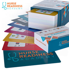 Nurse Readiness Academy flashcards in portable 4x6 size for on-the-go study