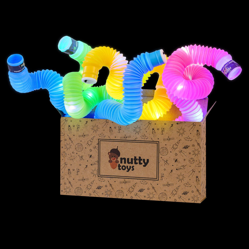 Nutty Toys light-up pop tubes with bright LED colors spark imaginative play.