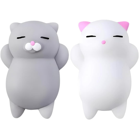 Nutty Toys squishy cat set front view shows soft silicone kitties for stress relief.