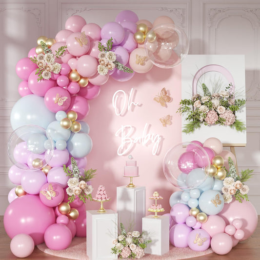 NUTTYBASH light pink and blue arch kit backdrop for festive photos