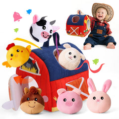 NXLPJH Surprise Barn with 6 farm animals, inviting tactile exploration.