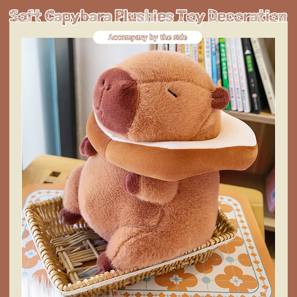 NXNYNZ capybara plush with removable bread accessory for playful dress-up