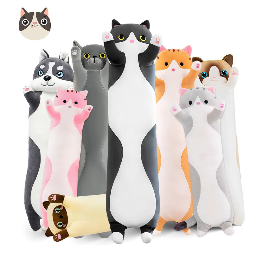 NXNYNZ Long Cat Plush Pillow 19.7 inch yellow, cozy lounging ready.