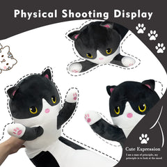 NXNYNZ Long Cat Plush Pillow 43.3 inch pink, perfect for reading or TV.