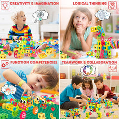 NXONE teamwork-friendly building with blocks supports cooperative play.