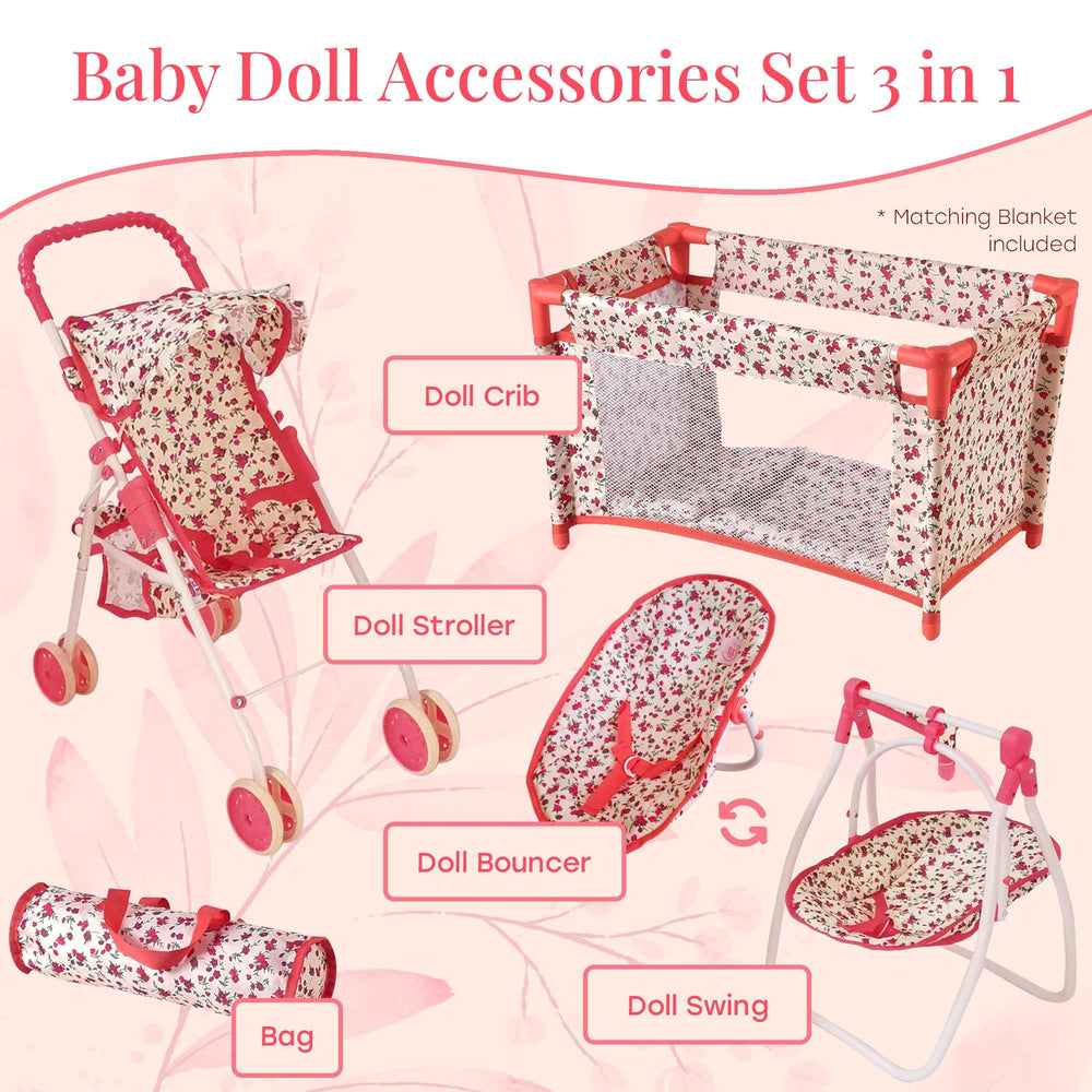 nydoll deluxe crib bed combo for 18-inch dolls, cozy nap time and overnight play.