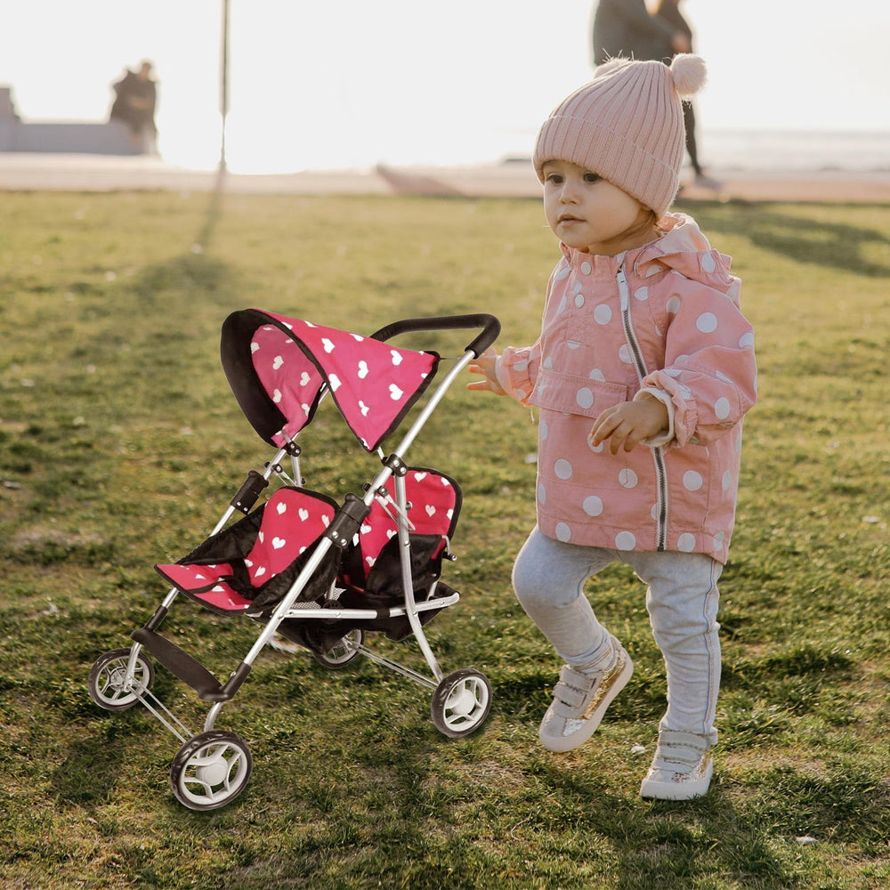 The New York Doll Collection My First Doll Twin Stroller dimensions displayed for fit in playroom