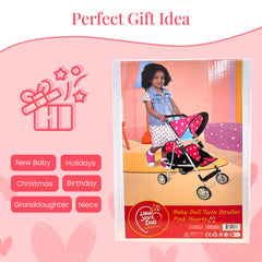 The New York Doll Collection My First Doll Twin Stroller with two dolls seated to illustrate capacity