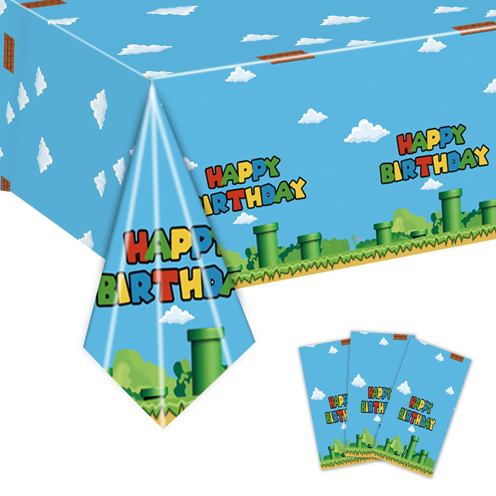 Nyhpar video game tablecloth 3pc pack for quick party setup and cleanup