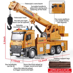 OANMYJJO crane toy features 360-degree rotation for dynamic construction play.