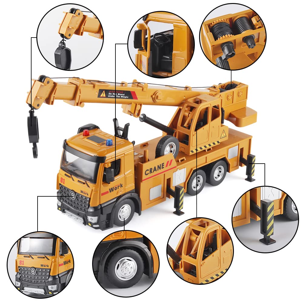 OANMYJJO toy features telescoping hook and adjustable boom for varied operations.