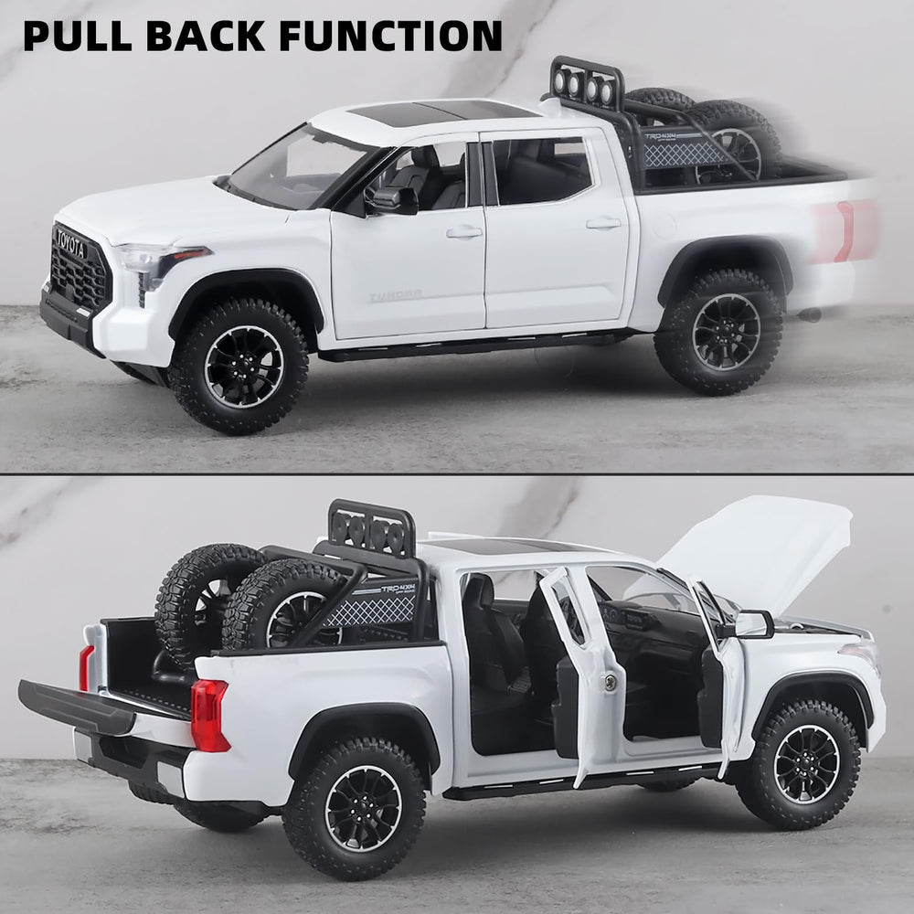 OANMYJJO White Tundra diecast truck display-ready finish for shelf or desk.