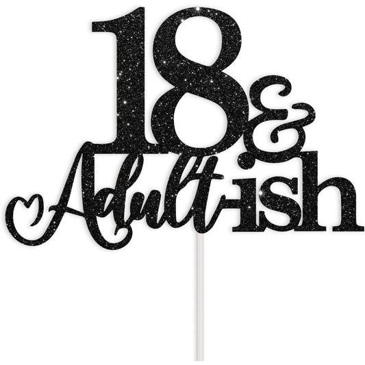 Oarkive 18th Birthday Topper in black glitter crowns the cake with bold sparkle.