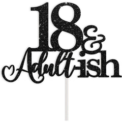 Oarkive 18th Birthday Topper in black glitter crowns the cake with bold sparkle.