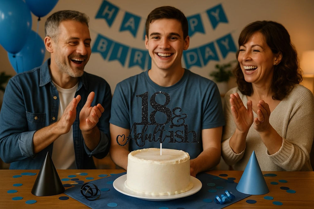 Oarkive Happy 18th Birthday Topper adds reflective sparkle for photo-ready moments.
