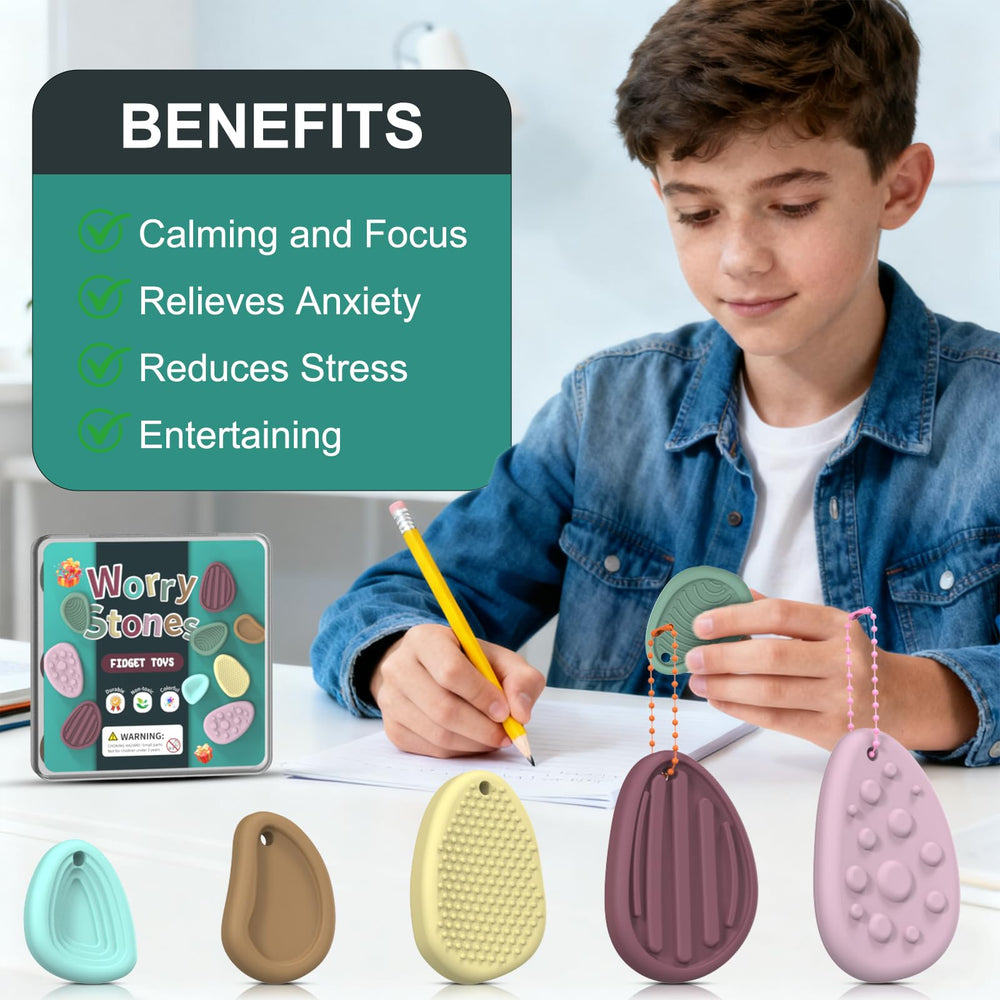 OasVtl sensory stone on desk illustrating quiet focus aid