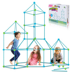 OBUBY kids fort kit sticks-assembly demonstrates quick setup for imaginative play.