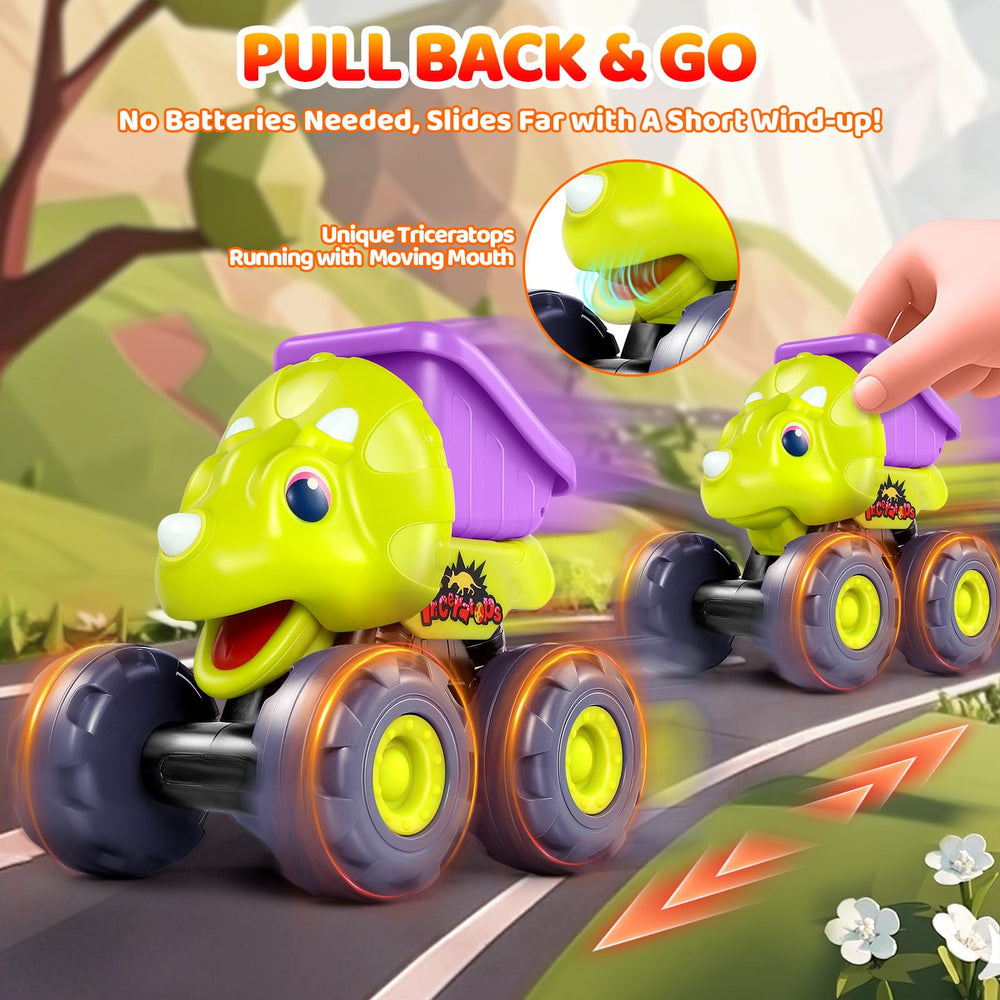 OCATO pull-back dinosaur cars for easy, mess-free speed toy