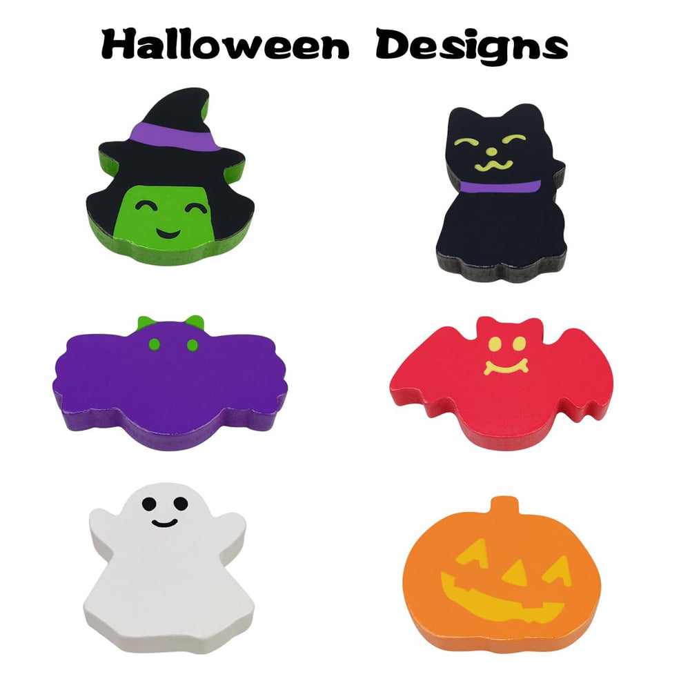 OCBTOW Halloween Pumpkin wooden puzzle pieces with black cat encourage color matching.
