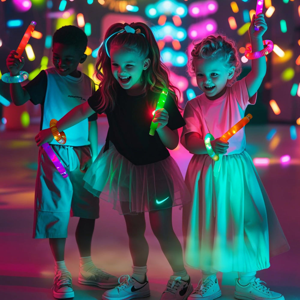 OceanWings glow tubes illuminate a wedding, concert or dance party