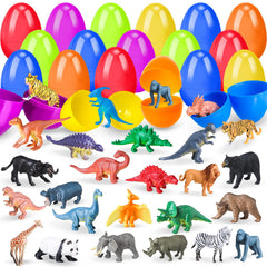 OCHIDO 24-pack prefilled Easter eggs with dinosaur toys for engaging hunts.
