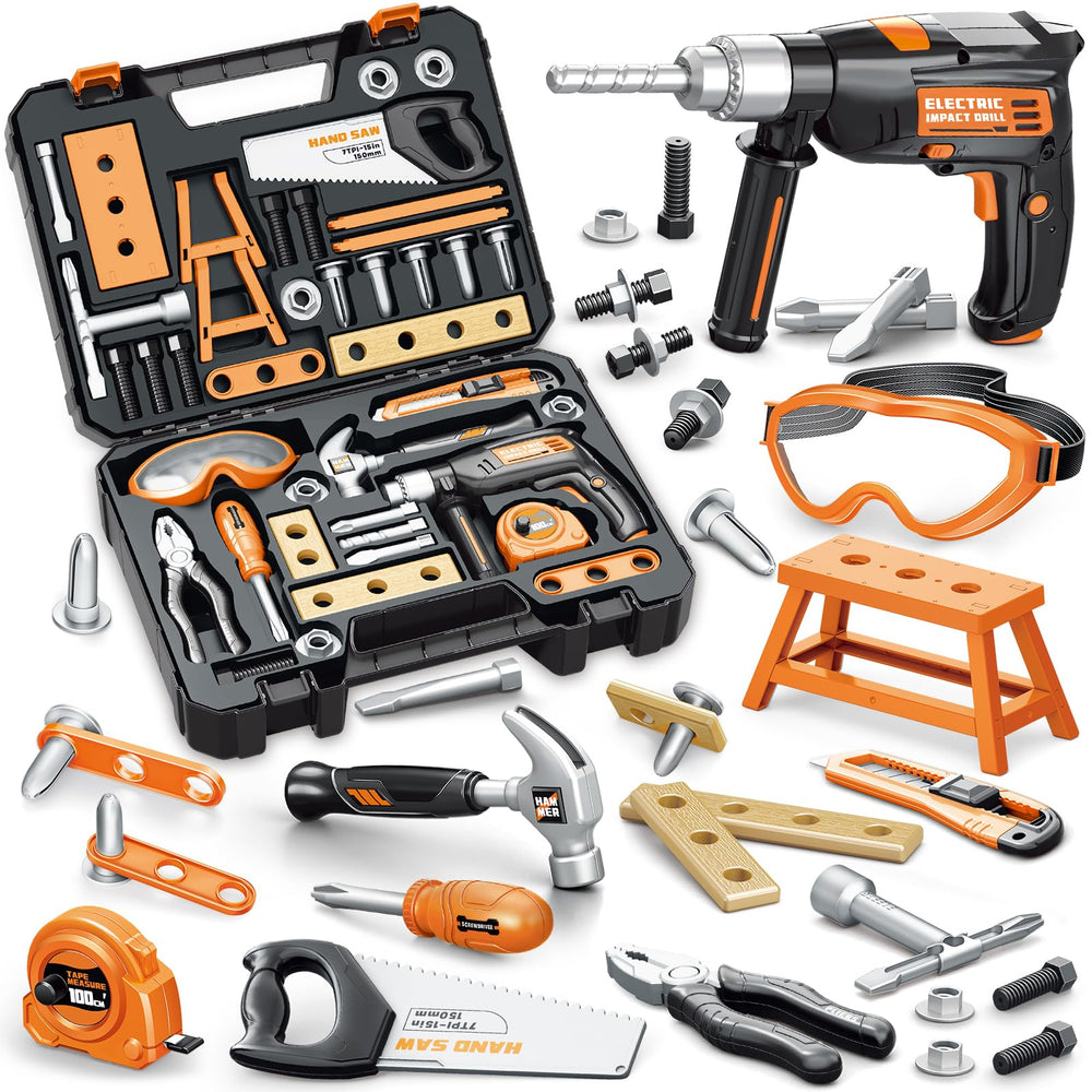 OCHIDO Kids Tool Set with Tool Box: neatly organized storage makes cleanup quick.