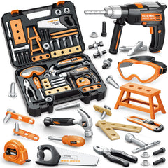 OCHIDO Kids Tool Set with Tool Box: neatly organized storage makes cleanup quick.