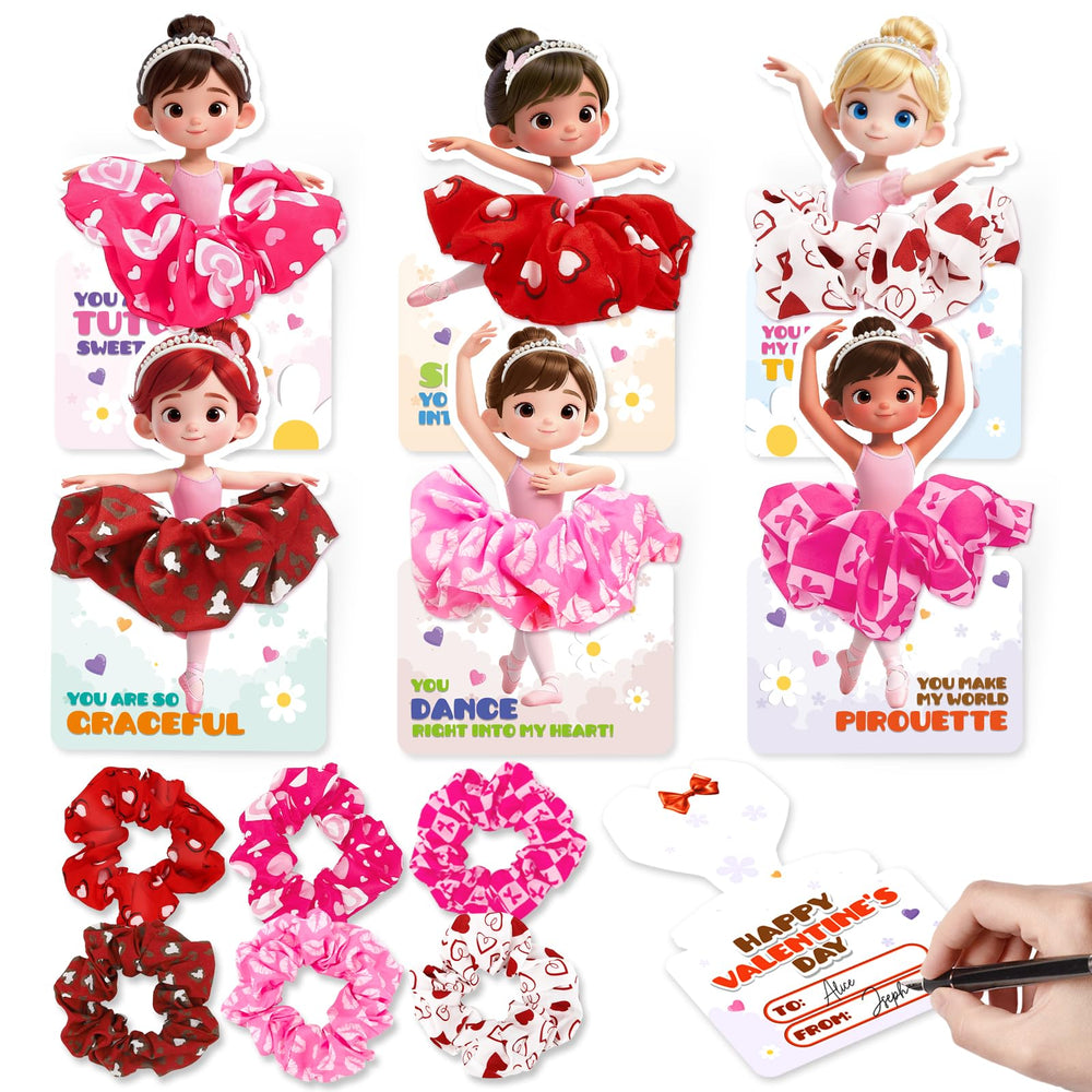 OCHIDO valentines ballerina card design for kids' classroom exchanges