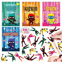 OCHIDO valentines cards with ninja design A, ideal for classroom exchanges and friendship building