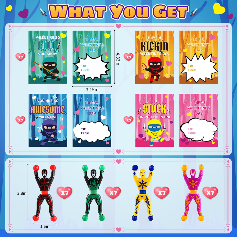 OCHIDO valentines cards with ninja design B, adds a fun keepsake to kids' friend groups