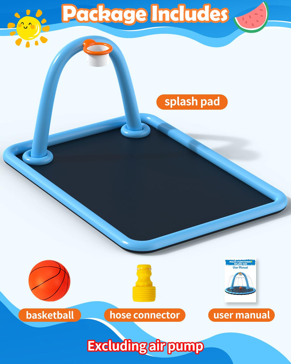 Octaplay splash pad foldable design saves space for storage