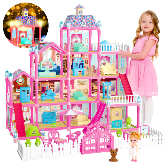 OCTERIC doll house 13 rooms interior with lights for imaginative storytelling and role play