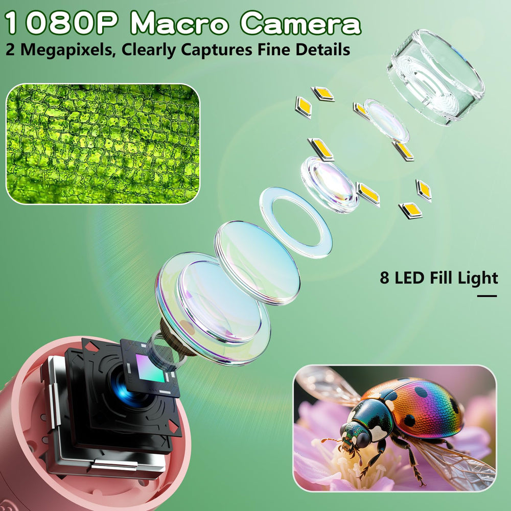Odatay kids microscope 1080P camera captures crisp images for easy sharing.