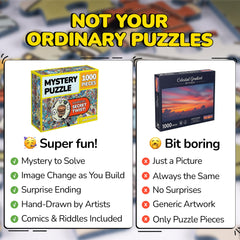 Two reference posters and logo piece included in Odd Pieces puzzle set.