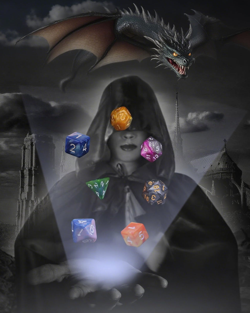 ODINROLL six complete sets laid out for RPG readiness