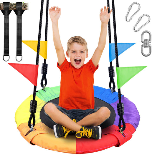 Odoland 24-inch saucer tree swing seat for kids, durable and comfy for backyard play.