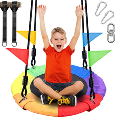 Odoland 24-inch saucer tree swing seat for kids, durable and comfy for backyard play.