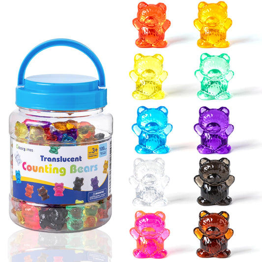 Odoorgames 100pcs translucent bear counters for color sorting and counting