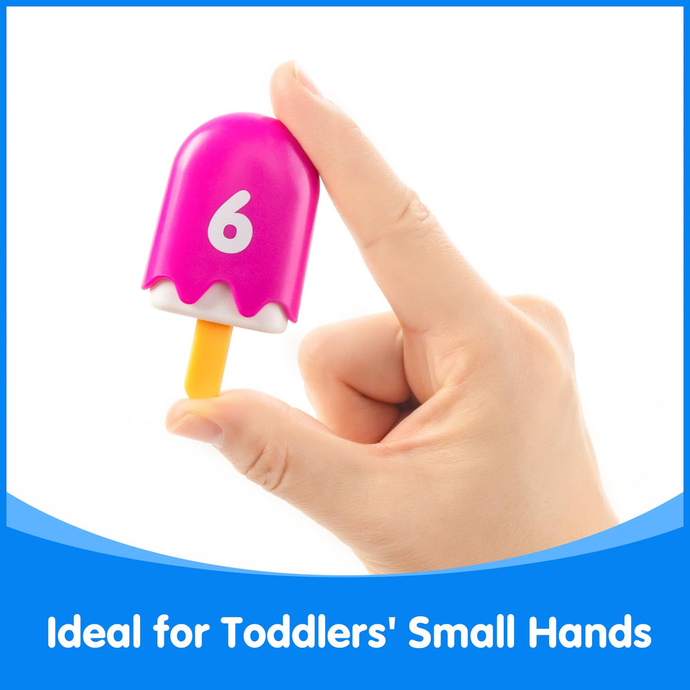 Odoorgames Numbers 1-20 Popsicles reusable container helps tidy storage after play.