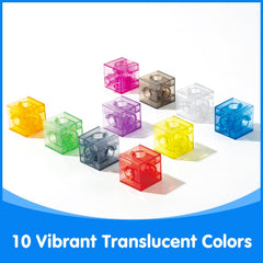 Odoorgames translucent linking cubes counting practice on a light table