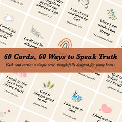 Odrano biblical affirmations cards artwork shows cheerful characters engaging children.