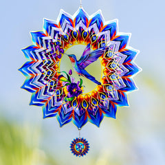 OFEWPAGA hummingbird wind spinner front view with vivid 3D design for garden charm.