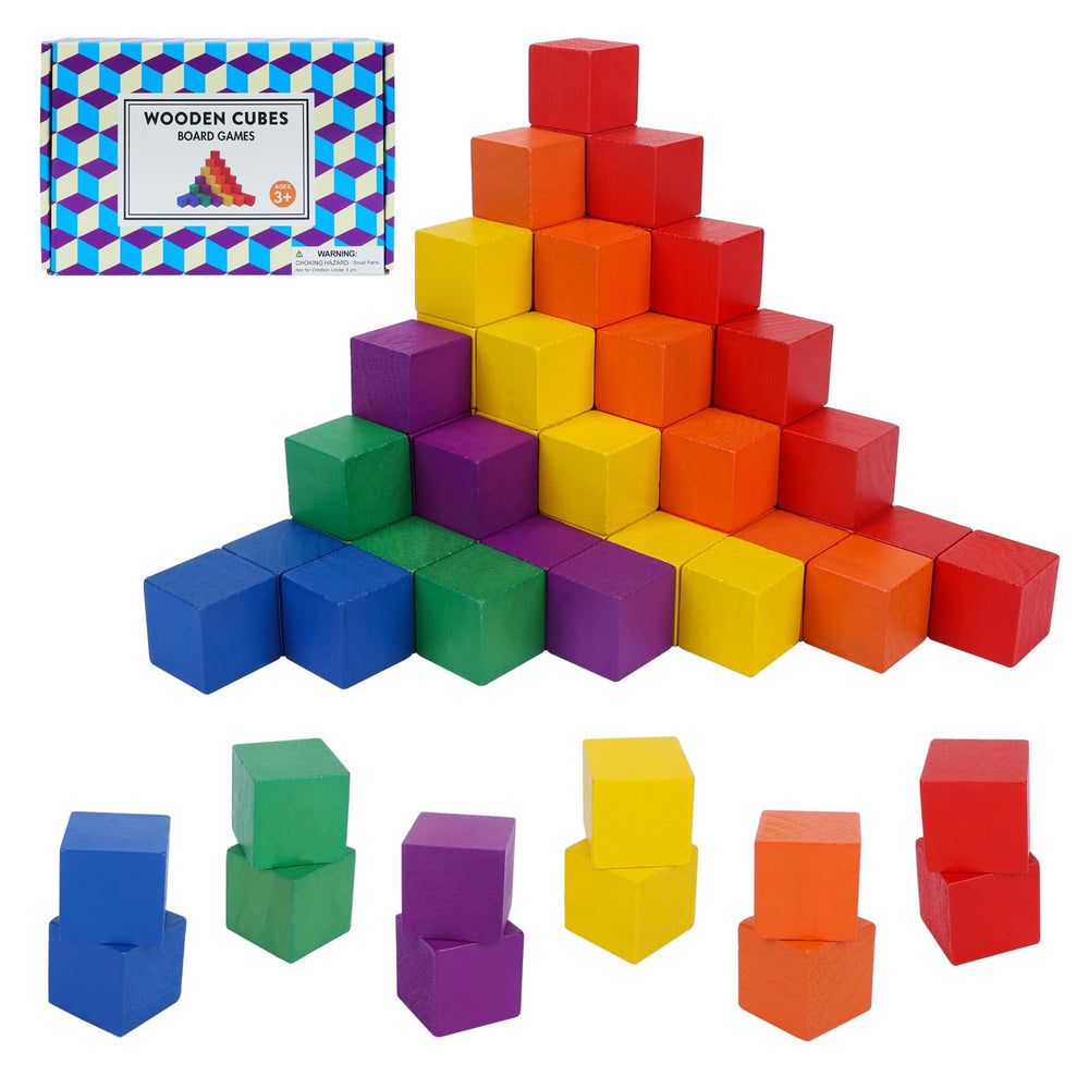 Offelec 108-pack wooden cubes in a tray for hands-on STEM play.