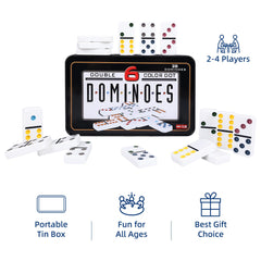 Offelec travel-friendly tin demonstrates portability for on-the-go domino play.