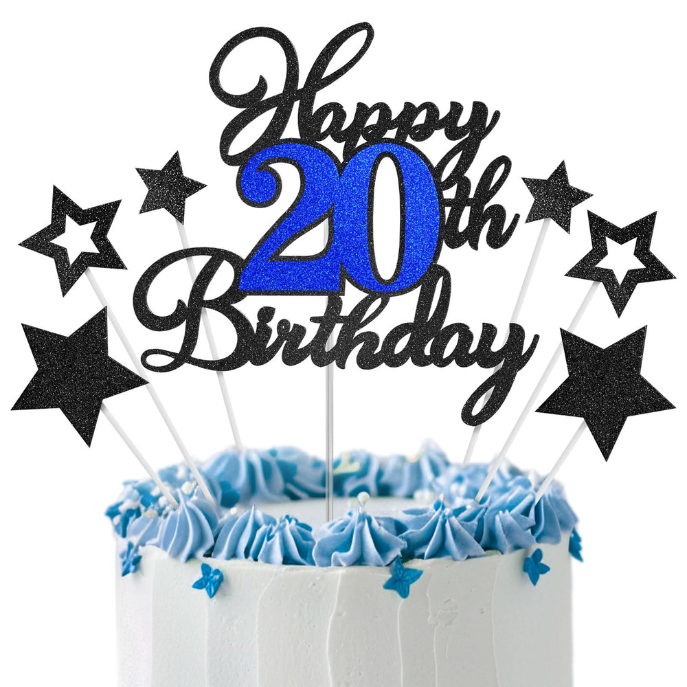 OffiCreative 20th birthday cake topper glitter sparkles on celebration cake